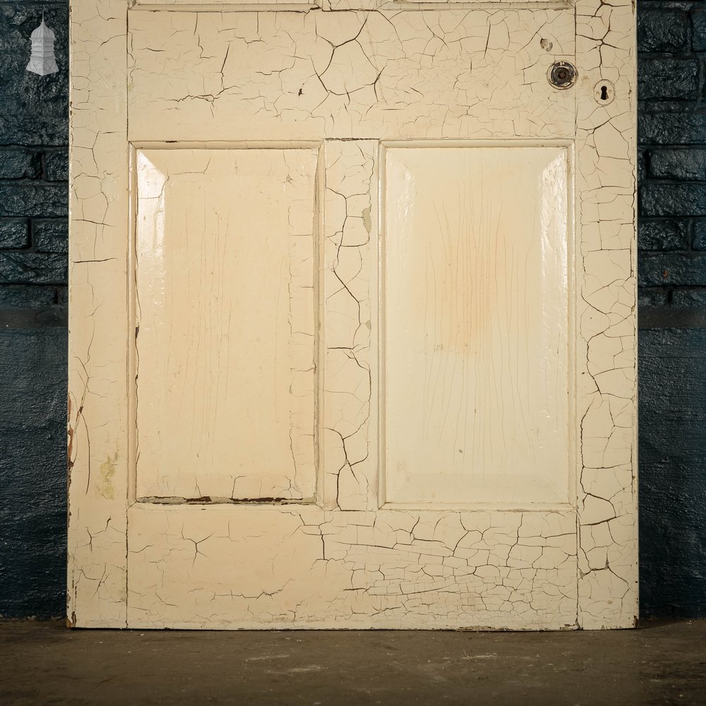 Pine Panelled Door, 4 Panel Cracked White Paint Finish