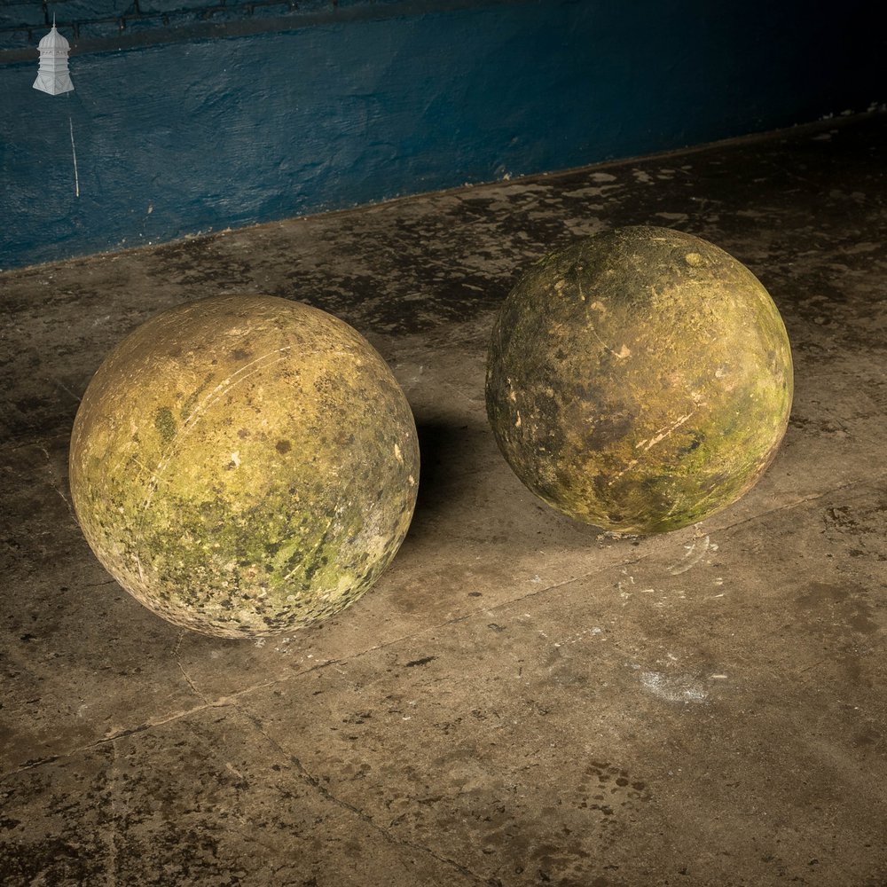 Decorative Stone Balls, Pair of Large Georgian Stone Spheres