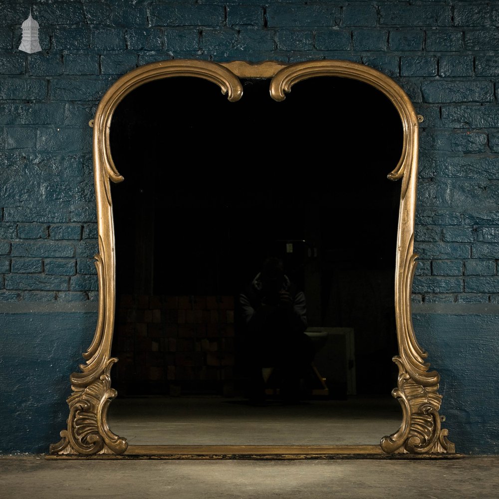 Large Overmantel Mirror, Gold Painted Hardwood