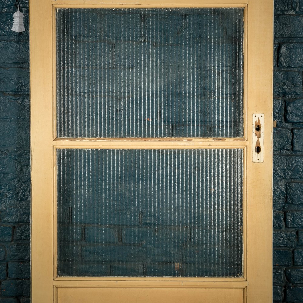 Half Glazed Door, White Painted Pine with Reeded Glass