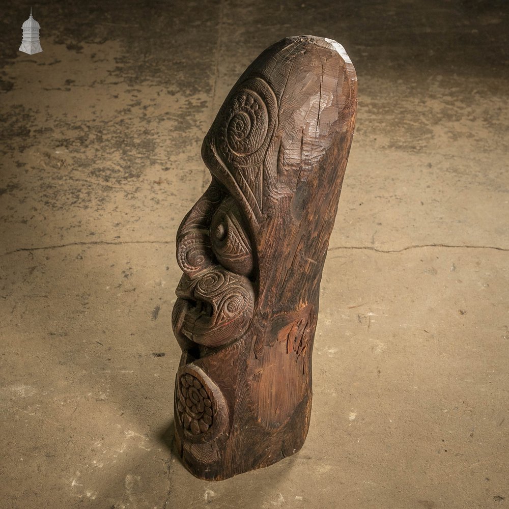 Maori Tribal Sculpture, Early 1800s Carved Hardwood Figure or Totem