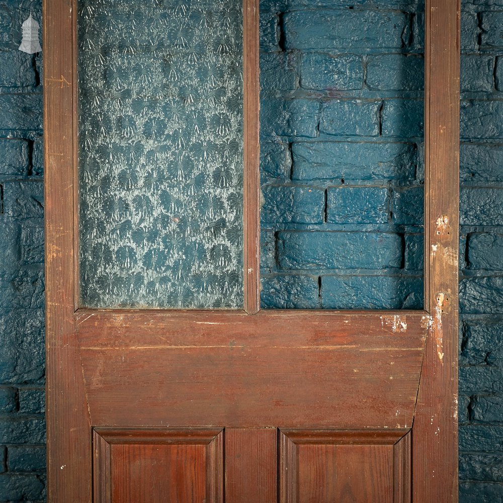 Half Glazed Door, Pine Gunstock Rails, Floral Textured Glazing