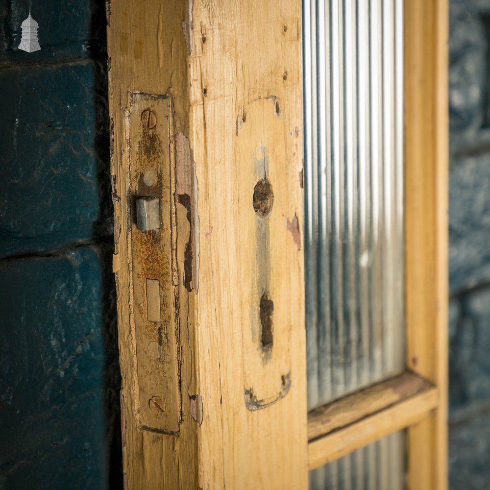 Half Glazed Door, Pine, Fitted with ‘Reeded’ Style Textured Glass