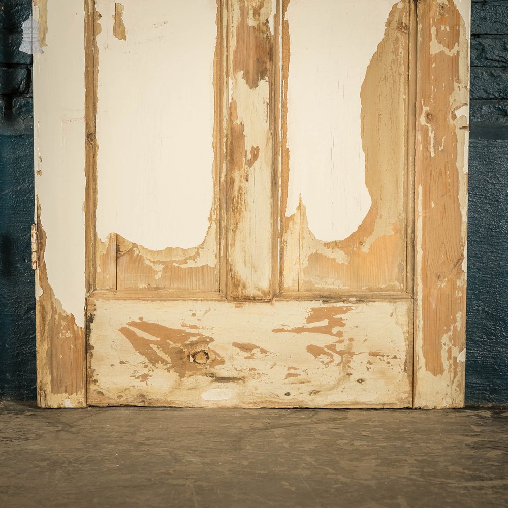 Pine Panelled Doors, Pair, White Distressed Painted