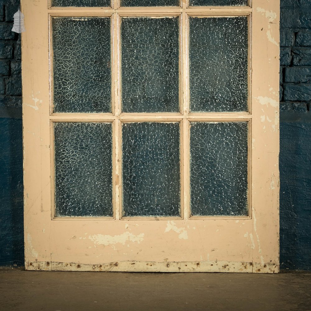 Glazed Pine Door, Fitted with ‘Arctic’ Style Textured Glass