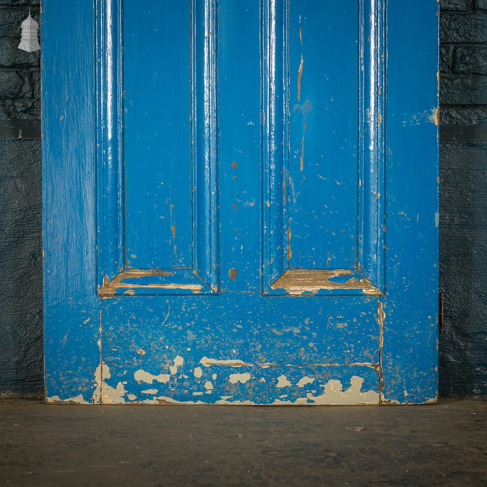Half Glazed Door, Blue Painted Pine Fitted with ‘Arctic’ Style Textured Glass