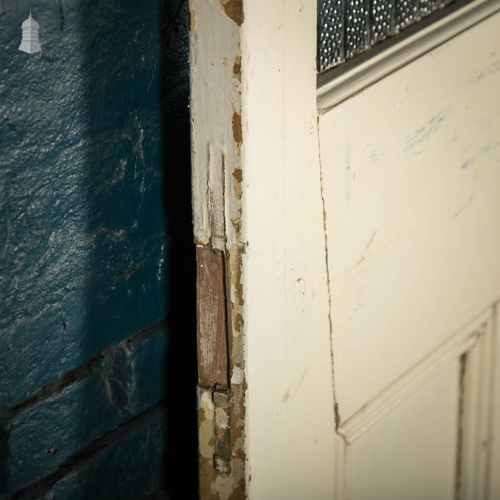 Half Glazed Door, Pine Panelled Door with “Hammer Stripe” Style Textured Glass