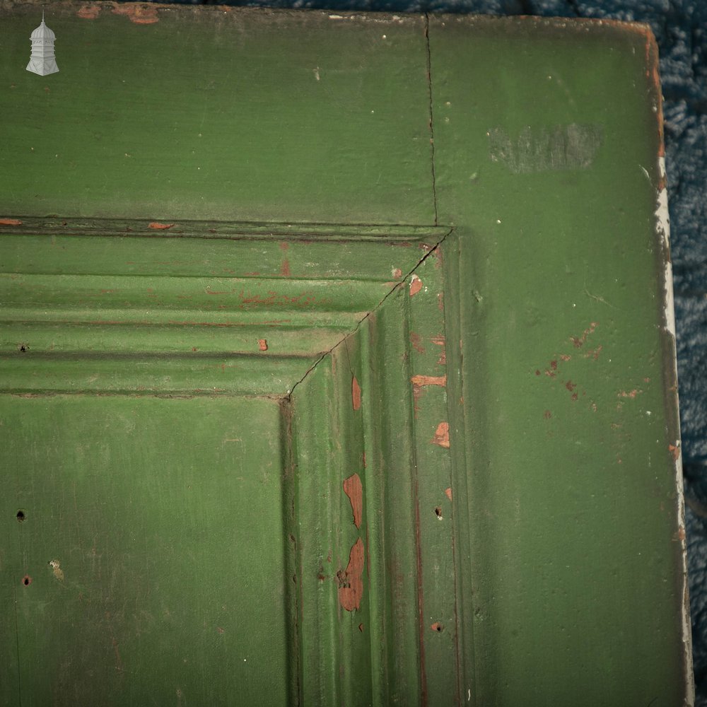 Pine Panelled Door, Green Painted, 4 Panel