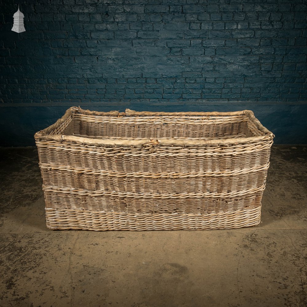 Wicker Laundry Basket, Large 19th C GPO Woven Storage Basket