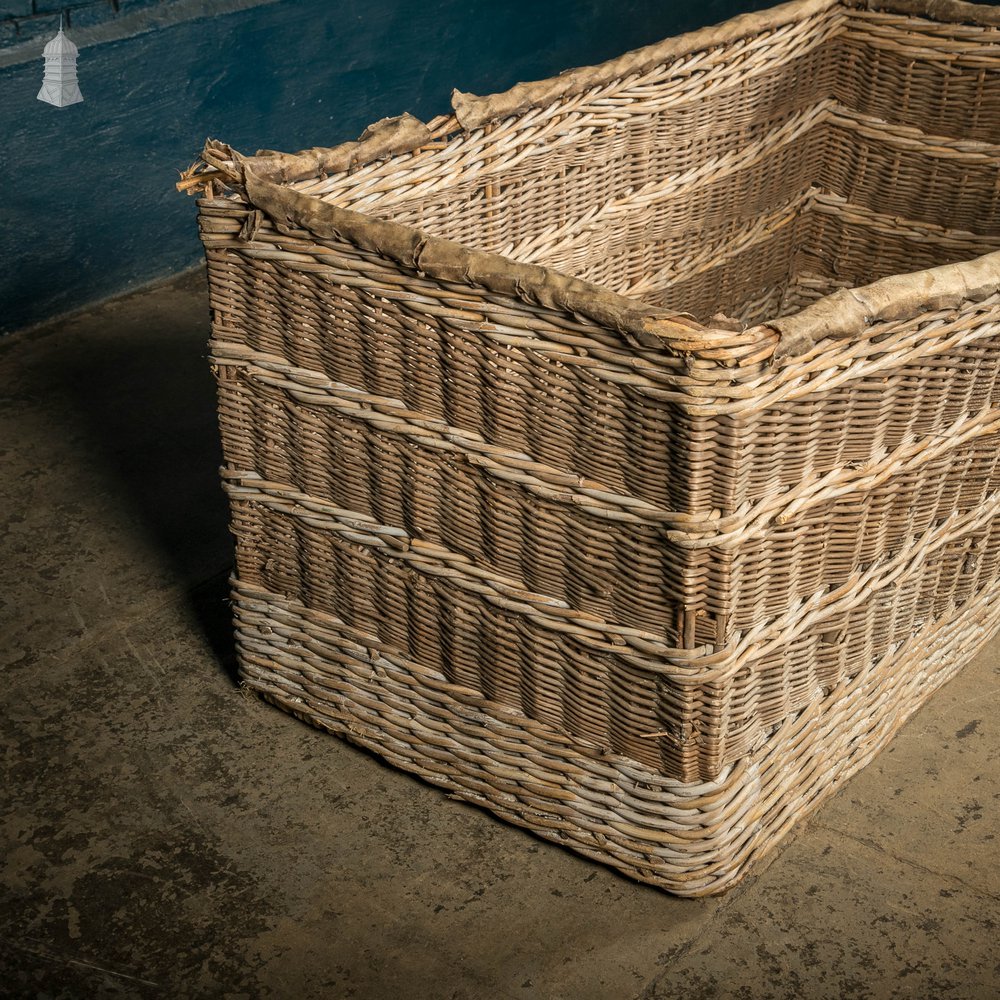 Wicker Laundry Basket, Large 19th C GPO Woven Storage Basket