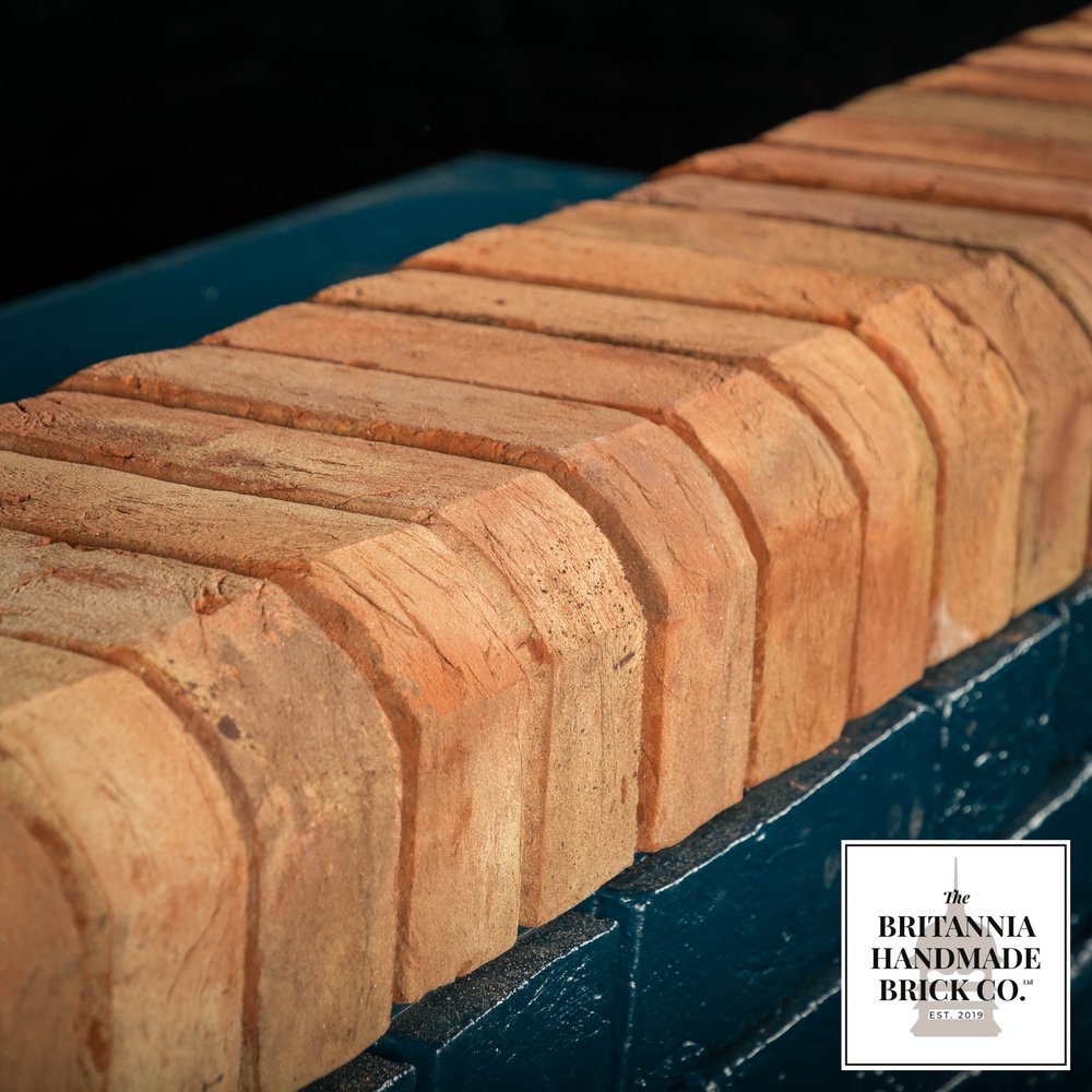 9” Double Bullnose Handmade Red Brick, Period Style Coping Bricks - Batch of 130