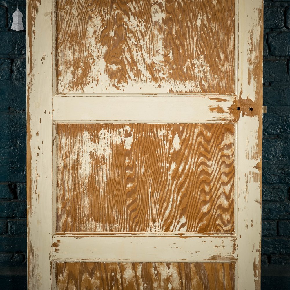 Pine Panelled Door, 4 Panel With White Distressed Paint Finish