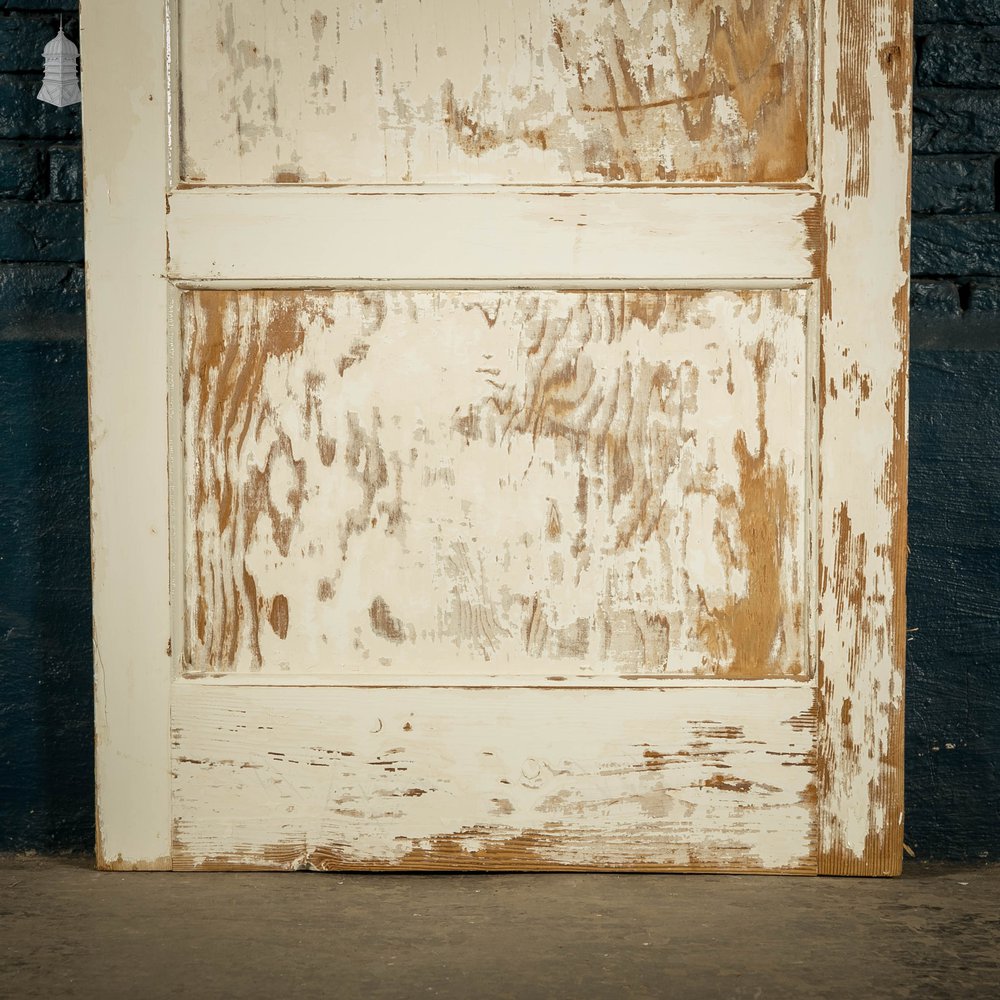 Pine Panelled Door, 4 Panel With White Distressed Paint Finish