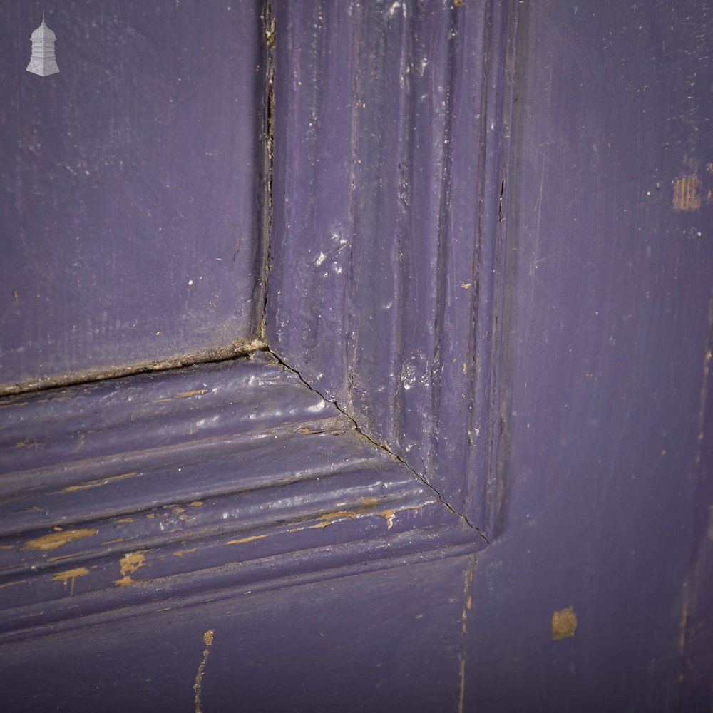 Pine Panelled Door, Moulded 4 Panel Purple Painted Front Door