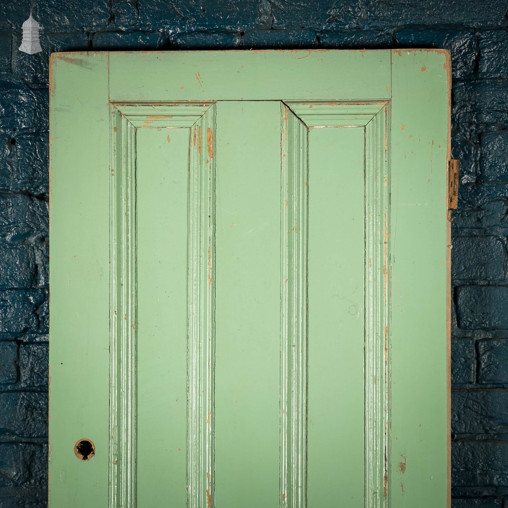 Pine Paneled Door, 4 Panel Green Painted