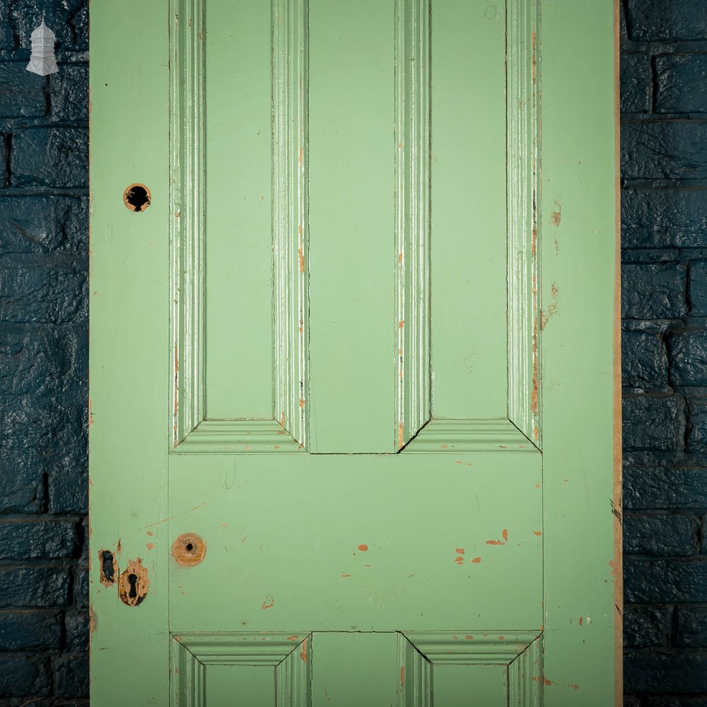 Pine Paneled Door, 4 Panel Green Painted