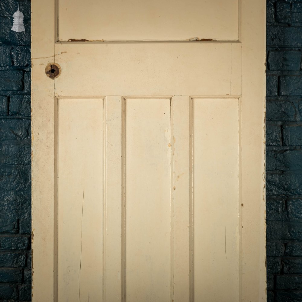 Pine Panelled Door, Moulded 4 Panel White Painted Door