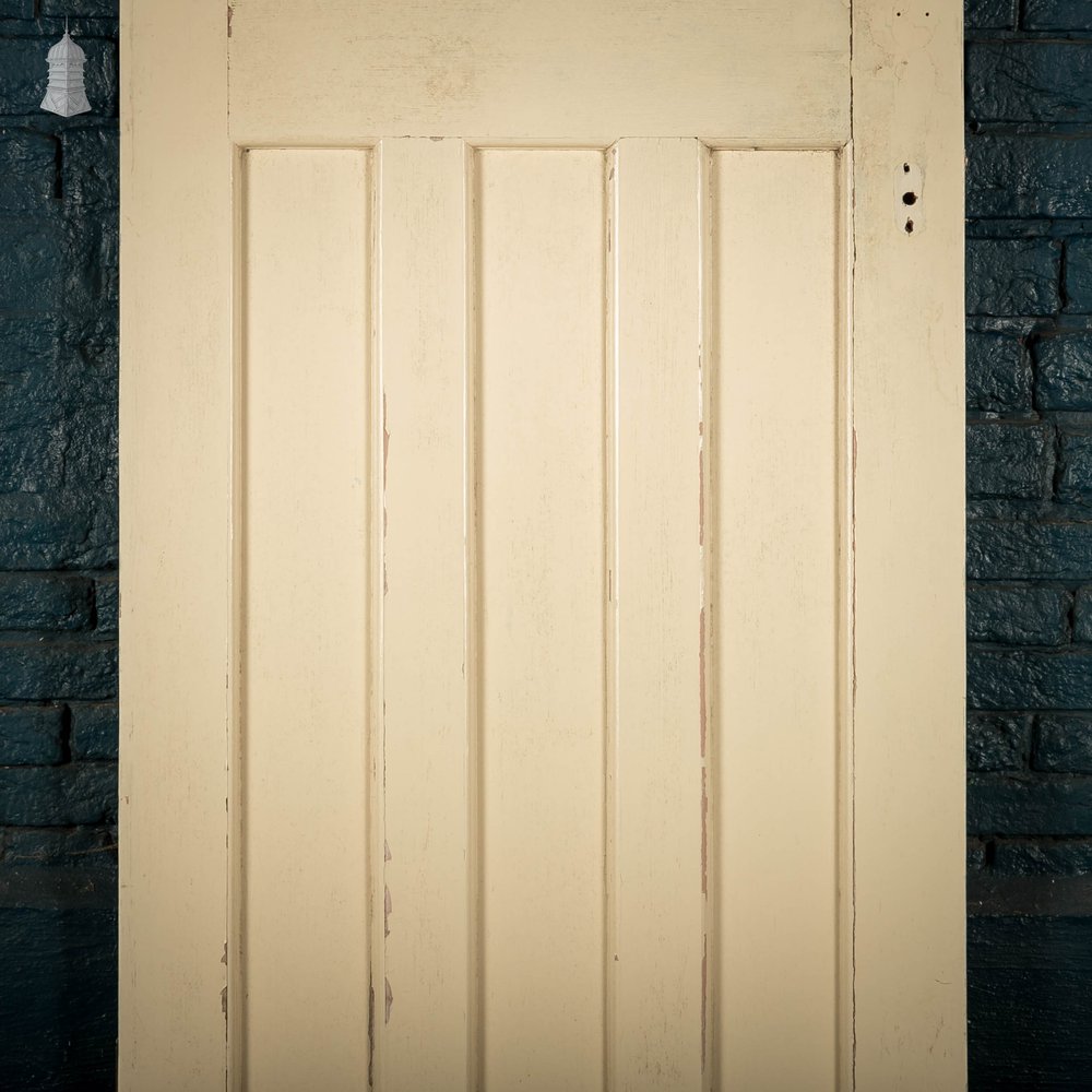 Pine Panelled Door, White Painted, 1 over 3 Panel 1930’s Style Door