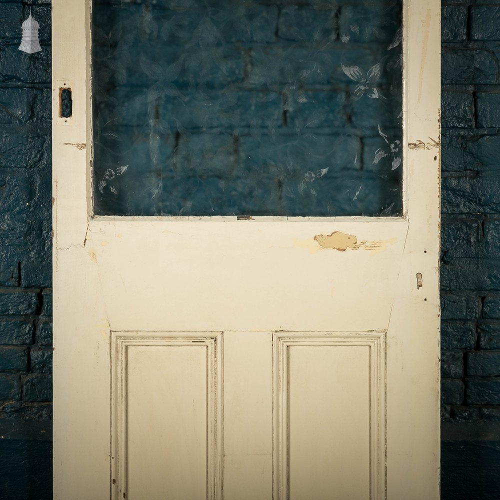 Half Glazed Gunstock Door, Moulded 3 Panel Pine with Textured Glass