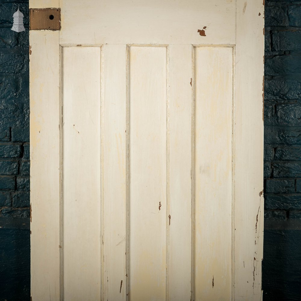 Pine Panelled Door, 1 over 3 Panel White Painted 1930’s Style Door