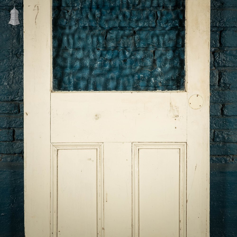 Half Glazed Door, Moulded White Painted Pine Door with Textured Glass