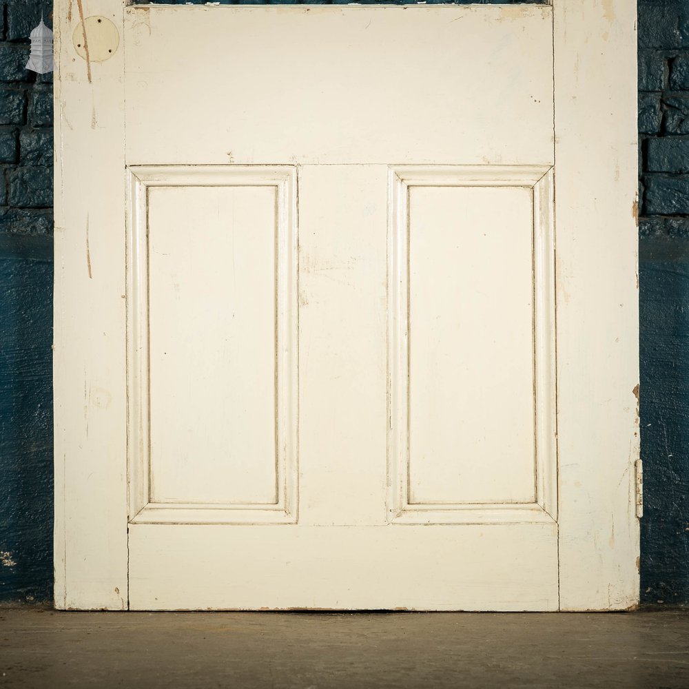 Half Glazed Door, Moulded White Painted Pine Door with Textured Glass