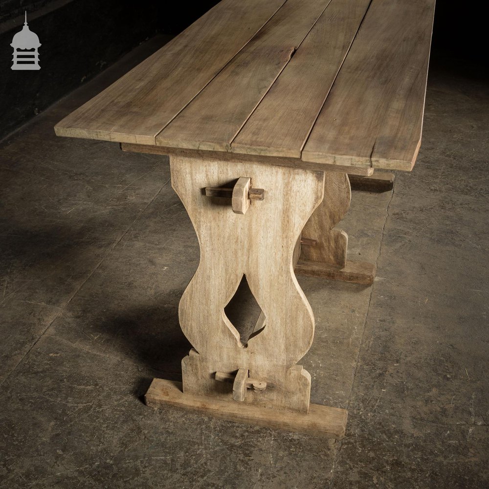 Vintage 4 Plank Iroko Dining Table With Weathered Finish