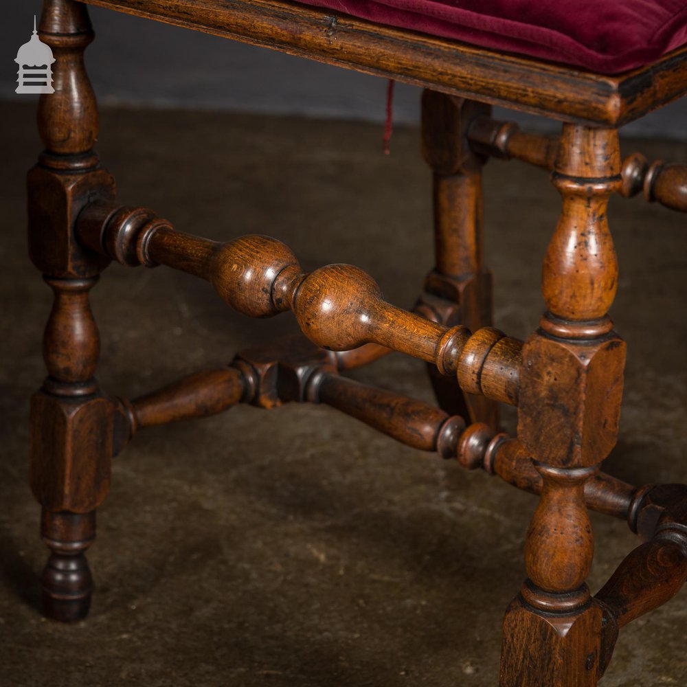 Pair of 17th C Continental Fruitwood High Backed Hall Chairs
