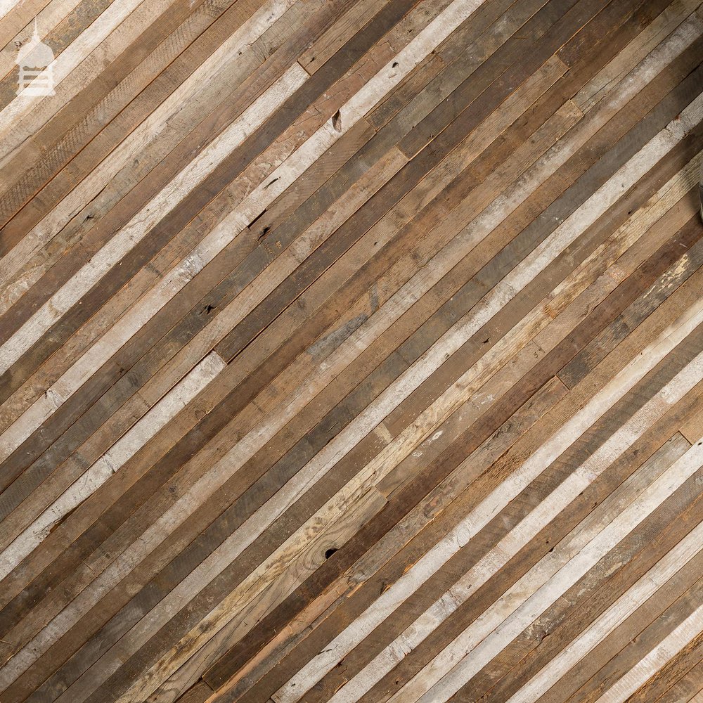 40mm Wide Oxidised Pine Strip Flooring Wall Cladding Cut from Victorian Joists