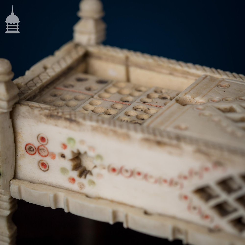 Napoleonic Prisoner of War Carved Bone Domino Set and Box Circa 1800