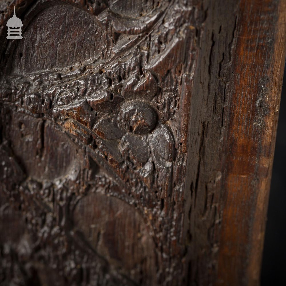 16th C Gothic Carved Oak Panel