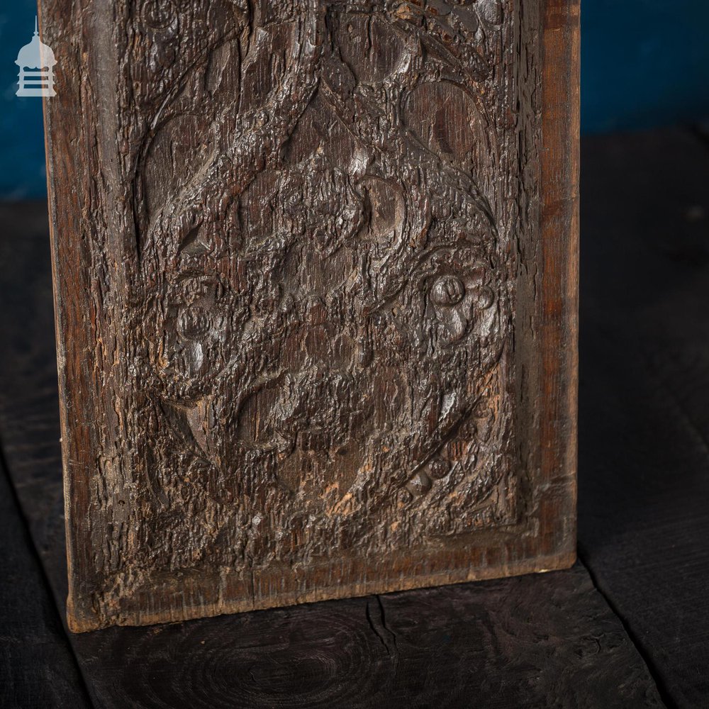 16th C Gothic Carved Oak Panel
