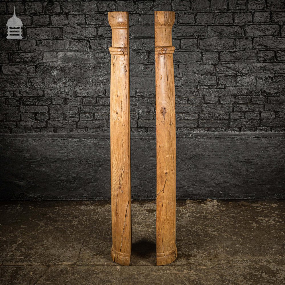 Pair of 19th C Oak Split Flanked Columns