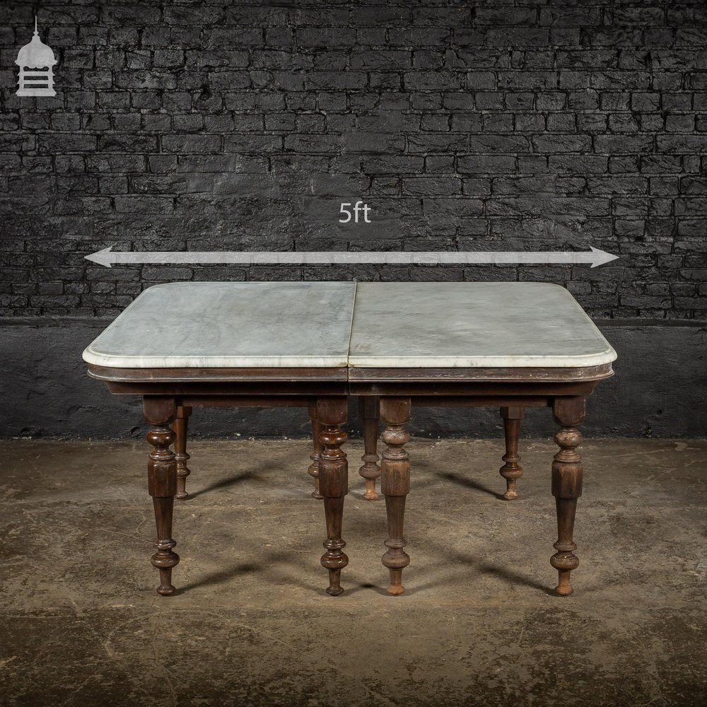 19th C Marble Topped Anglo Indian 7 Leaf Colonial Banqueting Table
