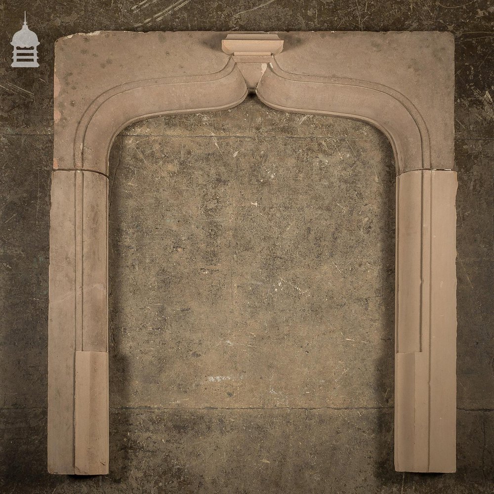 19th C Sandstone Fireplace Insert With Curved Ornate Detail