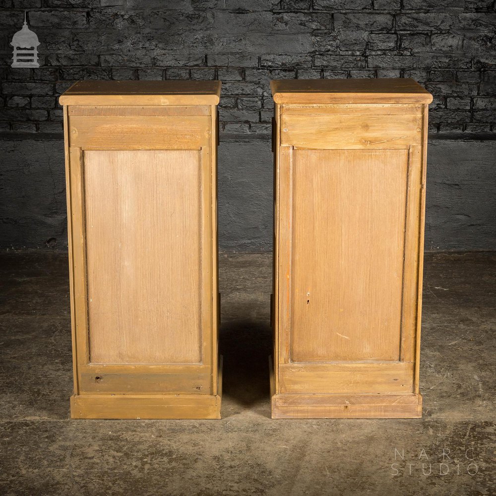 Pair of NARC Studio Scumble Glazed ‘Ebenezer Bedside Cabinets’ Built From Pew Components Dated 1868