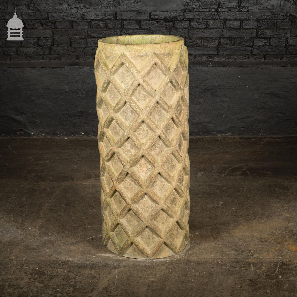 19th C Buff Clay Geometric Design Decorative Chimney Pot