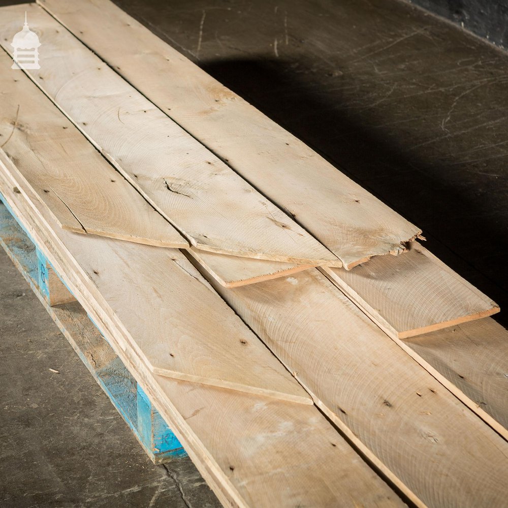Batch of 10 Square Metres of 19th C Elm Floorboards Wall Cladding