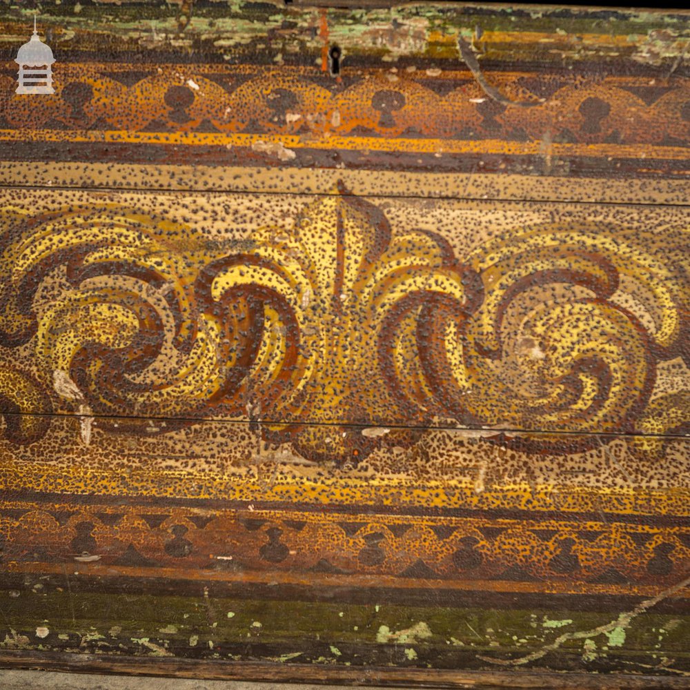 19th C Pine Gypsy Showman’s Travel Chest with Original Painted Finish