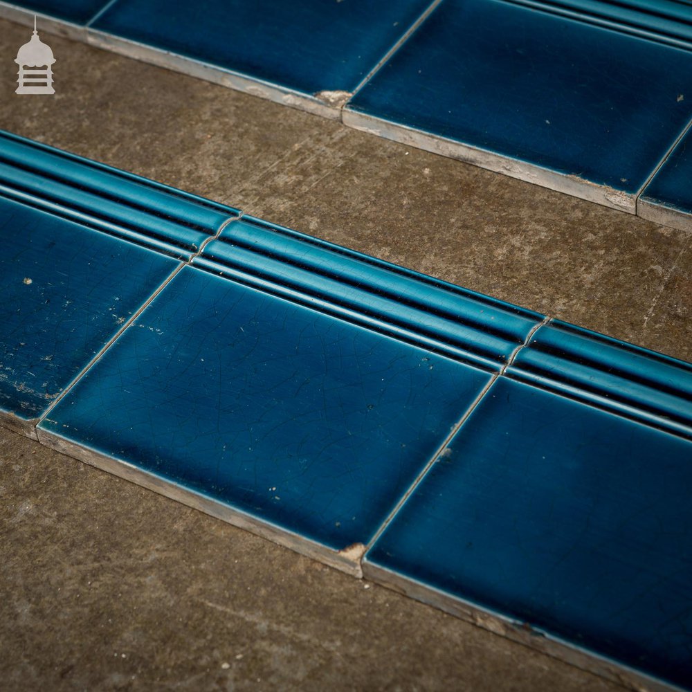 Set of 10 Blue Border Skirting 6x6 Tiles