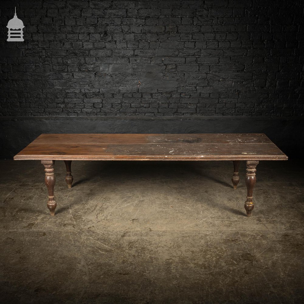 18th C Indian Two Plank Teak Bed Low Table on Turned Legs