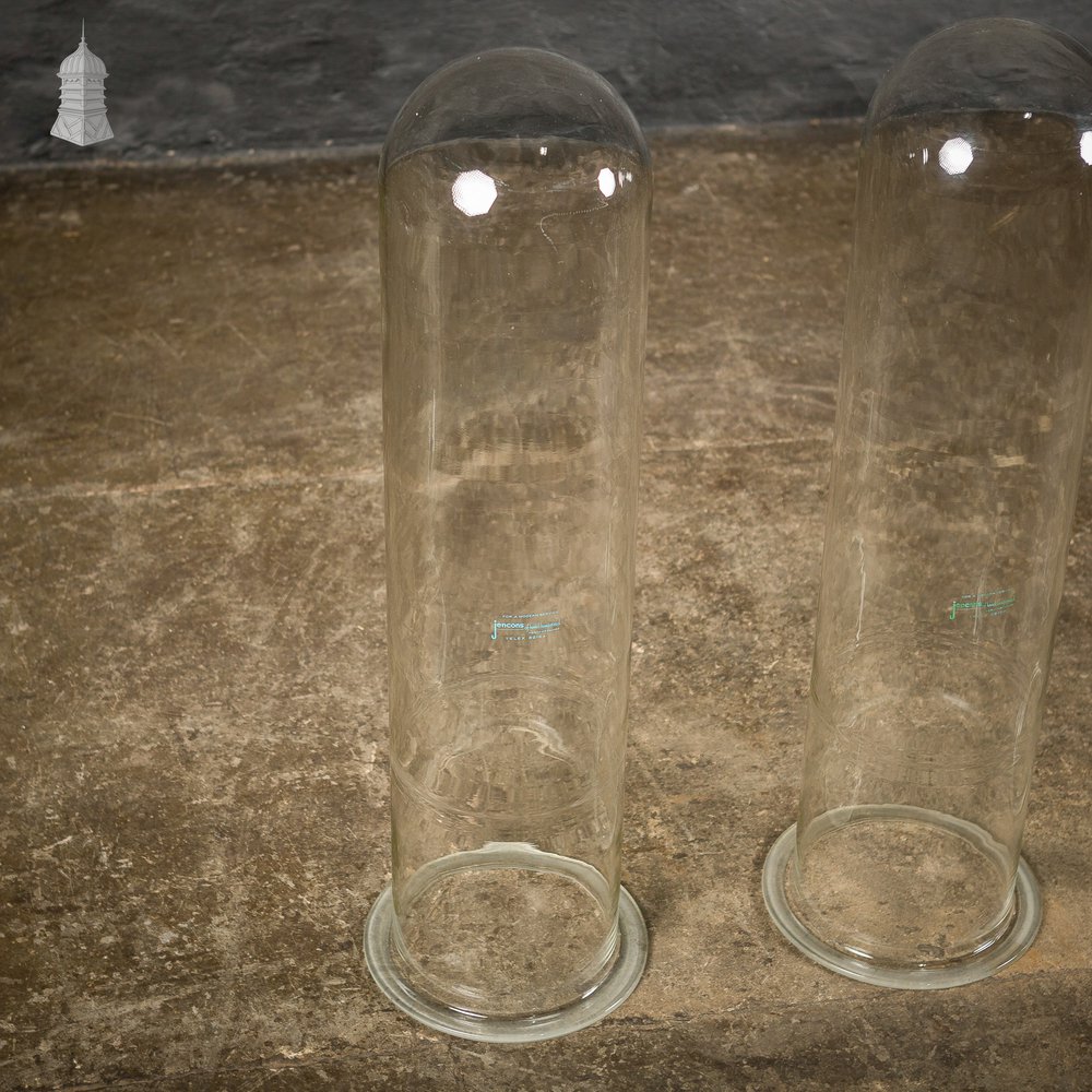 Glass Tube Cylinders, Set of 4 Large Tall Domes Reclaimed from a Science Lab
