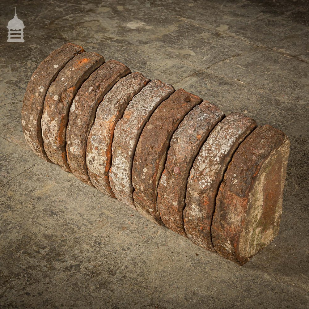 Batch of 22 Quarter Round 18 th C Wall Coping Red Brick Copings