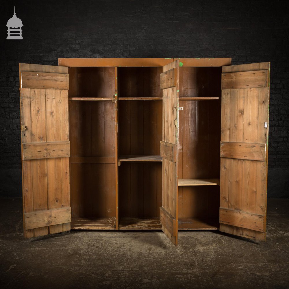 Vintage Industrial 3 Door Cupboard Wardrobe with Internal Shelves