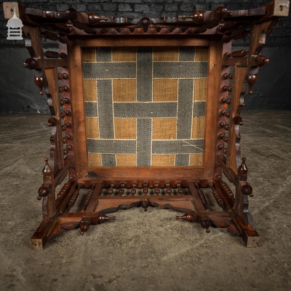 19th C Aesthetics Movement Mahogany Footstool with Turned Detail