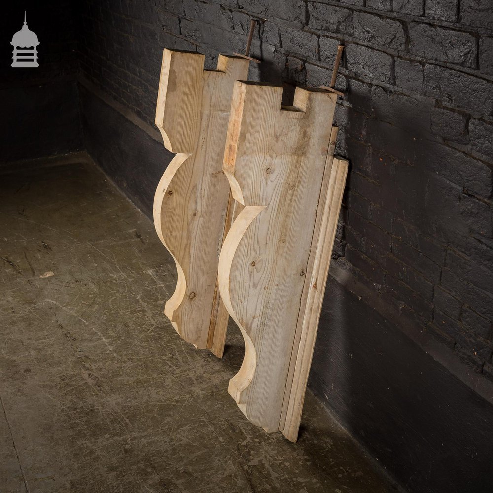 Large Pair of Carved Stripped Pine Brackets Gallows Brackets