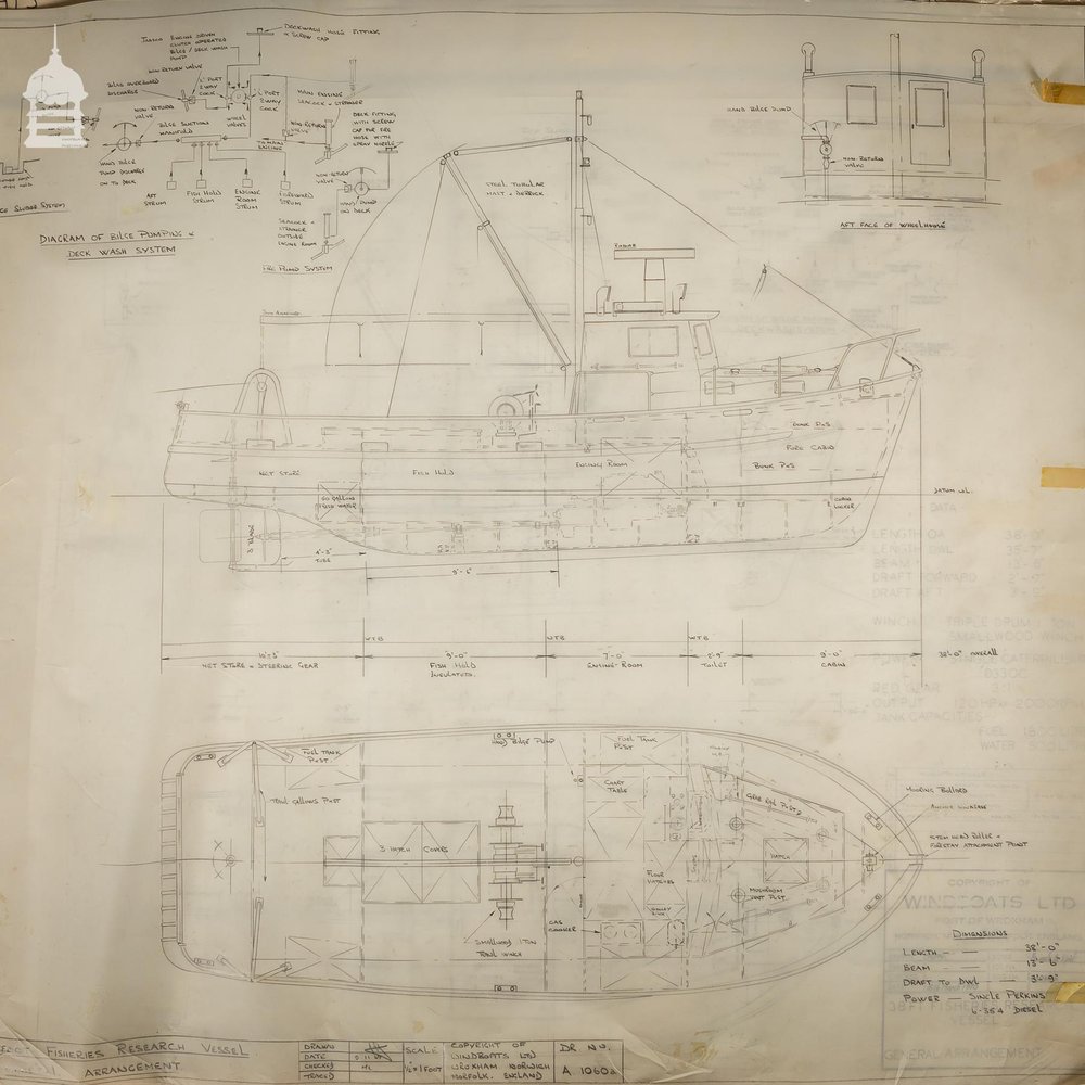 Batch of 660 Vintage Naval Architect Plans Boat Sailboat Technical Drawings