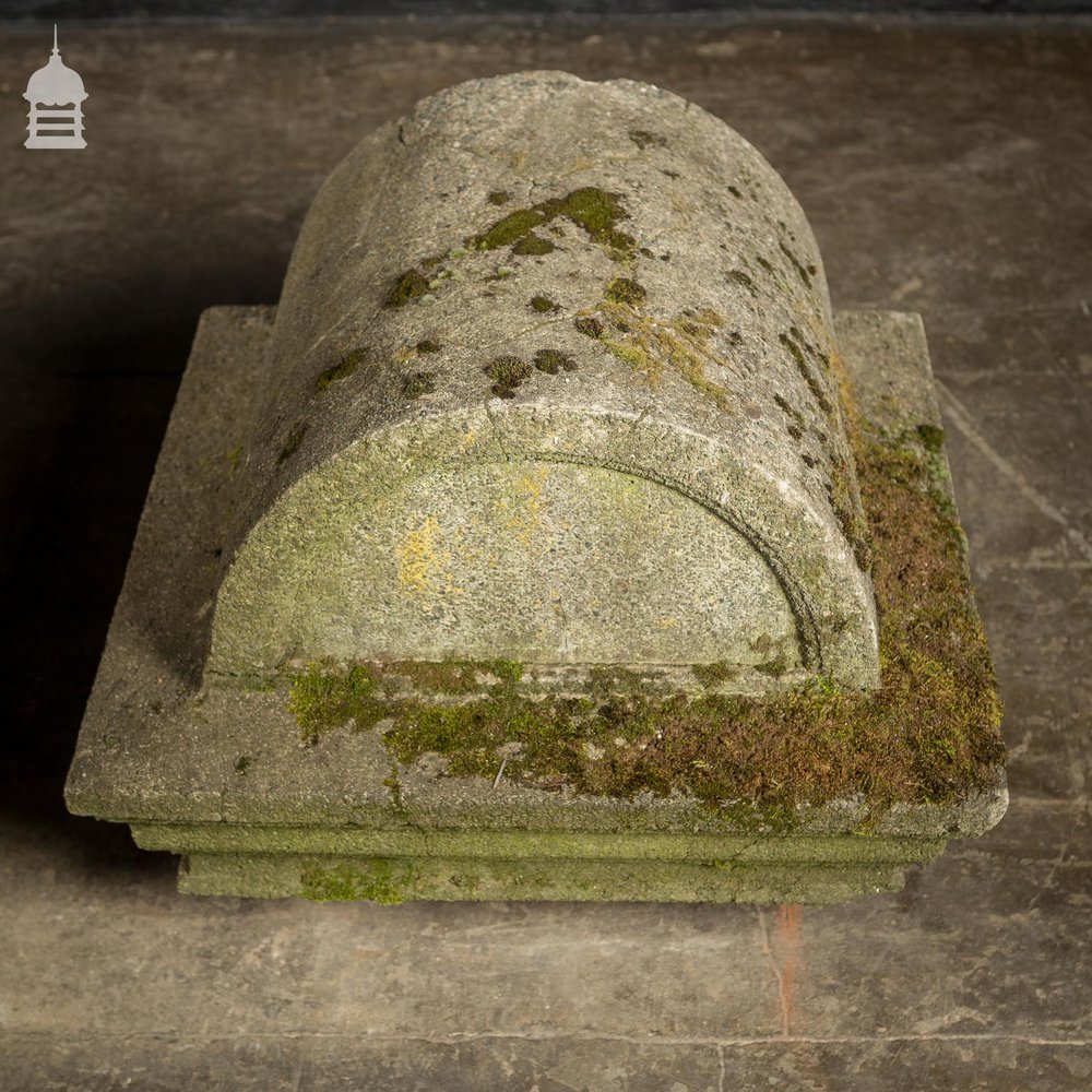 Pair of Reclaimed Composition Pier Caps with Lichen