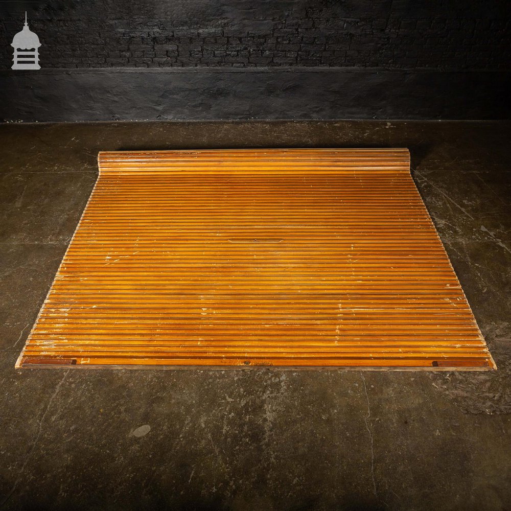 19th C Pitch Pine Roller Shutter with Grained Finish by Haskins of London