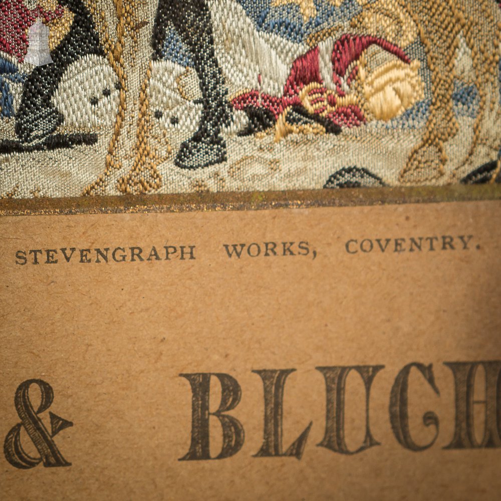 19th C Woven Silk 'Stevengraph' Wellington & Blucher Battle Scence, The Death of Nelson
